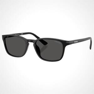 New PRADA Sunglasses Black Aviator Square Mens Letter Logo Grey Lens 52-18-140mm